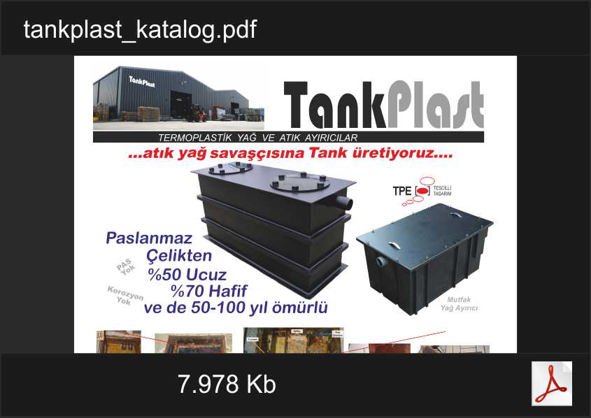 Tankplast Polietilen Yağ Ayırıcılar E-Katalog